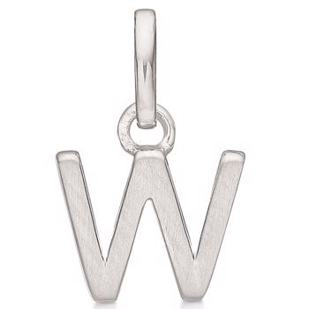 Letter pendant 8 mm, W in sterling silver with matt and polished side