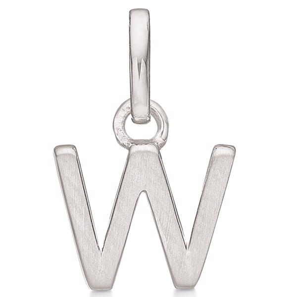 Letter pendant 8 mm, W in sterling silver with matt and polished side