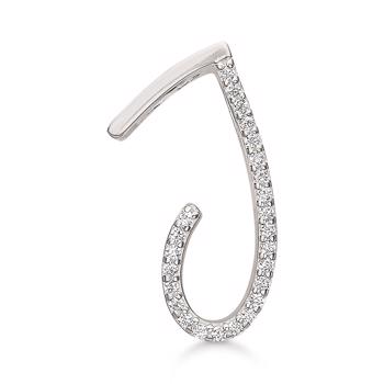 Letter pendant 15 mm, J in sterling silver with zirconia