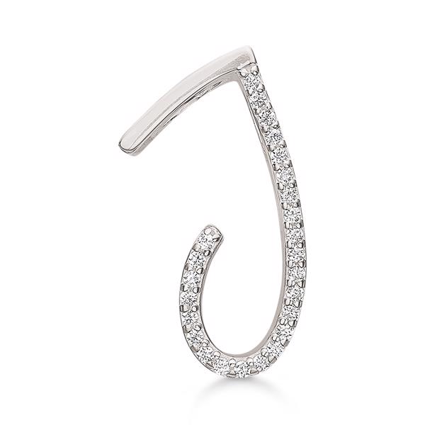 Letter pendant 15 mm, J in sterling silver with zirconia