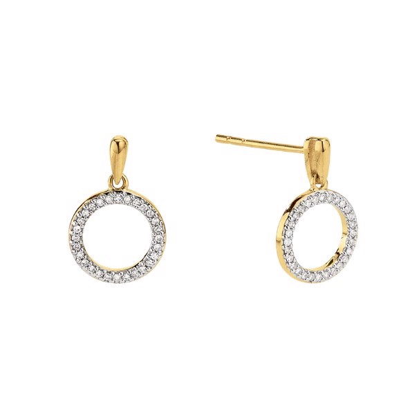 14 karat gold earrings with 56 diamonds