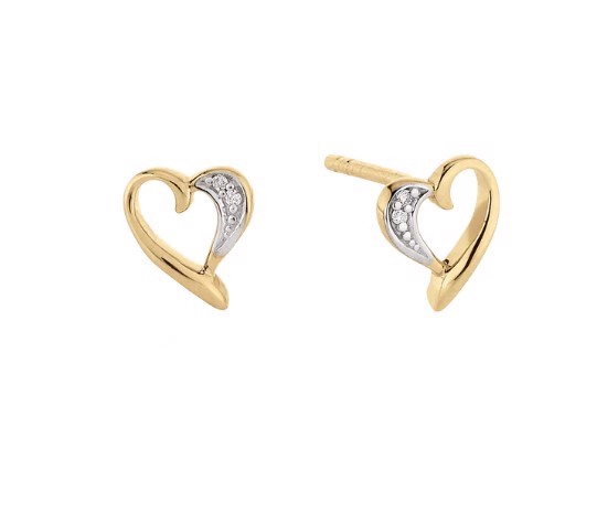 14 karat heart earrings with diamonds