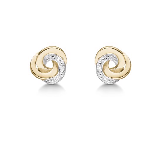 14 karat gold knot earrings with diamonds