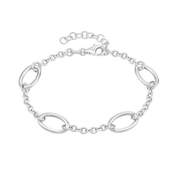 Beautiful and modern bracelet in rhodium-plated silver with oval links and chain in between from Støvring Design
