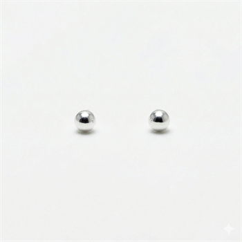 Silver ball stud earrings, 3 mm ball