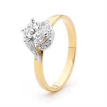 Gold finger ring w/ 1,0 carat look zirconia