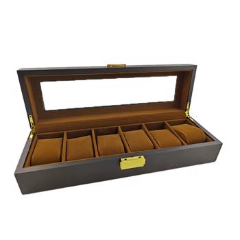 Modern and elegant watch box in black wood, designed to store 6 watches