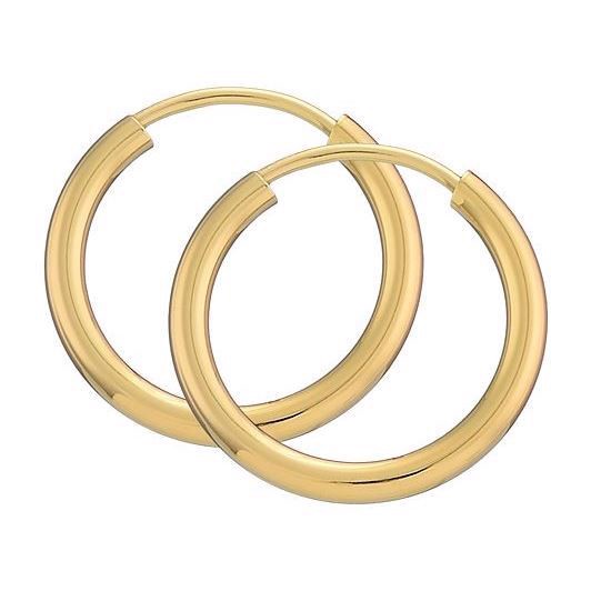 BNH Ladies shiny gold plated sterling silver Ear creoles, Ø 15 mm x 2.0 mm