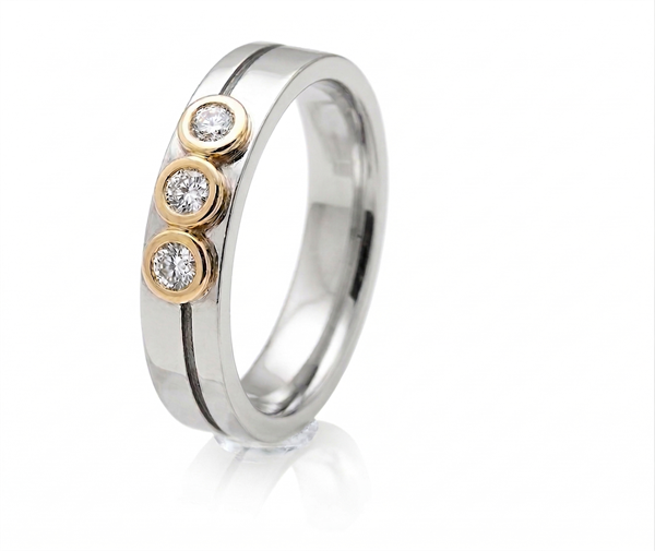 Randers Sølv Ladies, Silver with Zirconia and Gold Details