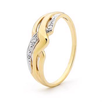 Gold finger ring w/ 1 pcs 0,005 ct diamond