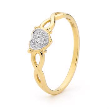 Gold heart ring w/ 1 pcs 0,005 ct diamond