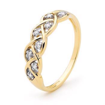 Diamond gold ring - with 8 real diamonds
