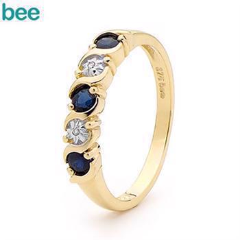 9 carat gold diamond and sapphire eternity finger ring