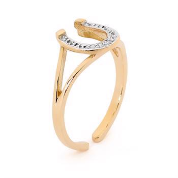 9ct Gold Tearing With Horseshoe & 1 Piece 0,005 ct Diamond