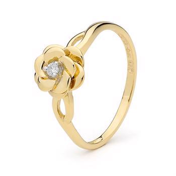 Flower gold ring with diamond bud
