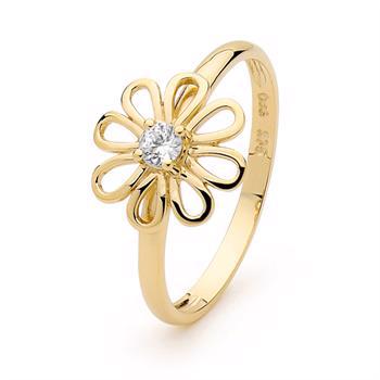 Flower gold ring with zirconia bud