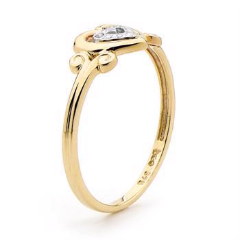 Gold heart ring w/ 2 pcs 0,005 ct diamond