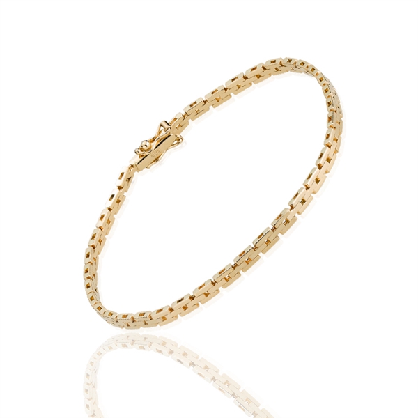 Brick 14 carat solid gold bracelet, 18½ cm and 3 rows (3.0 mm)