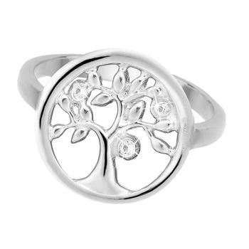 Christina Collect sterling silver Tree Of Life silver ring with 3 genuine white topazes, ring sizes from 49-61