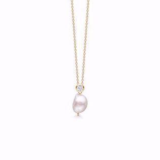 GSD Pearl 925 sterling silver necklace gold plated , model GSD-30072