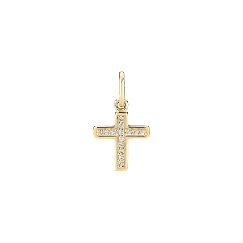 Lund Copenhagen zirconia cross pendant in gold-plated silver