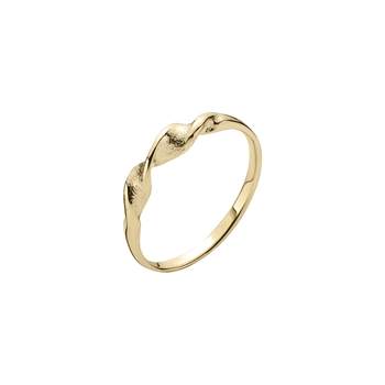 8 karat gold ring with twisted design, smooth and matte sections, simple band style, no embellishments.