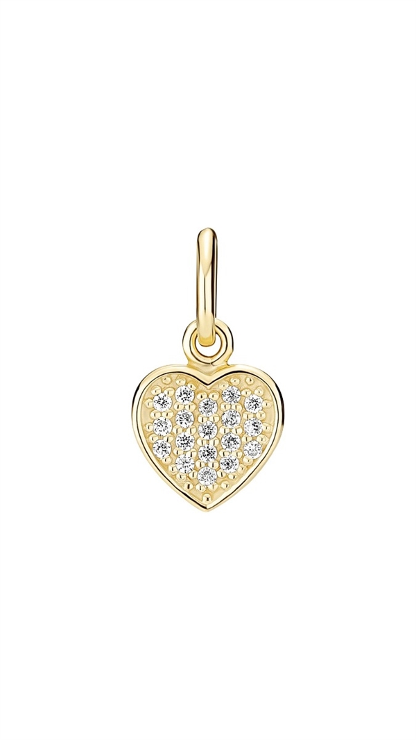 Lund Copenhagen Hjerte heart pendant 8x8 mm gold-plated silver with zirconia
