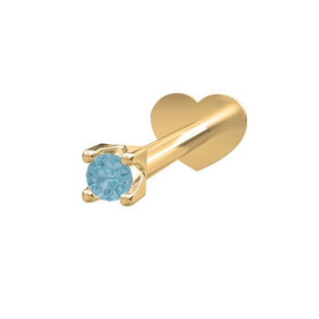 Nordahl's PIERCE52 labret-piercing in 14 ct. gold with blue London topaz