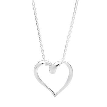 Twisted silver heart with 45 cm silver chain