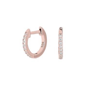 Joanli Nor HELLENOR rosegold platted silver earrings. Crack creol with zirconia in white