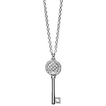 Heart key pendant in 925 silver with zirconia