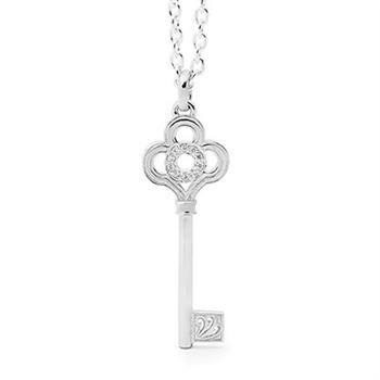 Nostalgic key pendant in 925 silver with zirconia