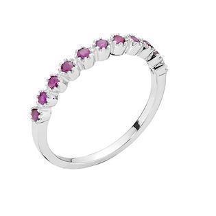 Lund 8 carat white gold eternity finger ring with 11 rubies