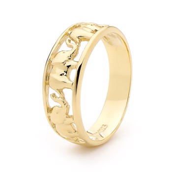 Model 42607, Gold finger ring with elephants