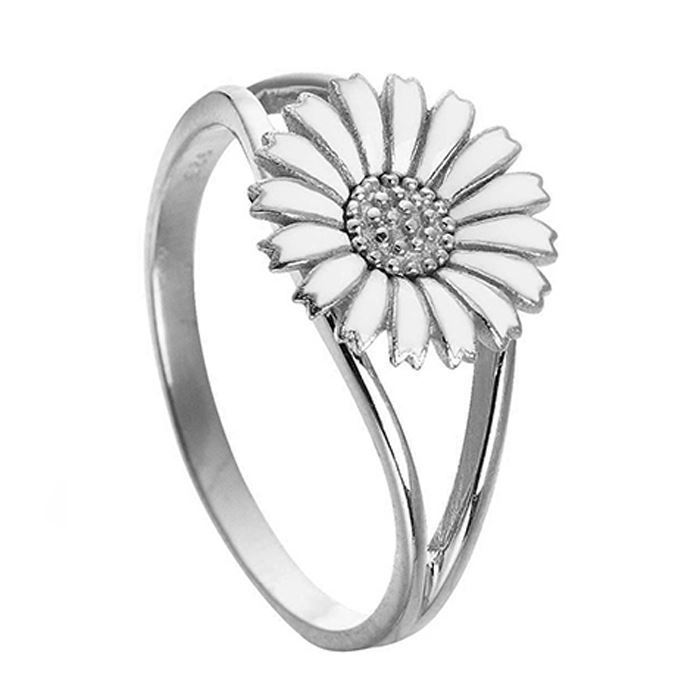 Regnjakke Lære udenad mirakel 4405559, Aagaard Sterling silver finger ring, Marguerite with polished  surface, model 4405559