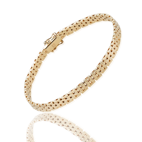 Brick 14 carat solid gold bracelet, 17 cm and 5 rows (5.0 mm)