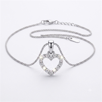Heart pendant in 8 ct white gold with zirconia, L_G_504005