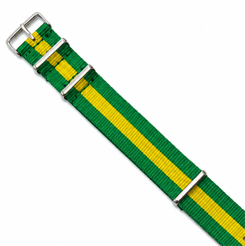 Brazil NATO watch strap - green / yellow / green in 18-24 mm