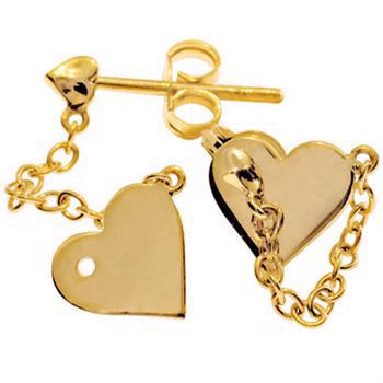 Dangling heart studs in 9 carat gold