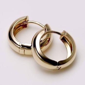 Ø12 mm - 8 kt gold earrings with polished surface from Guld & Sølv design - 3,0 mm width