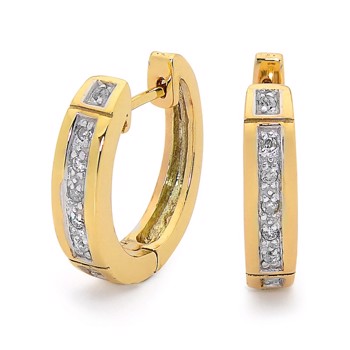 Bee Jewelry Diamond Huggie 9 ct gold studs shiny, model 55509