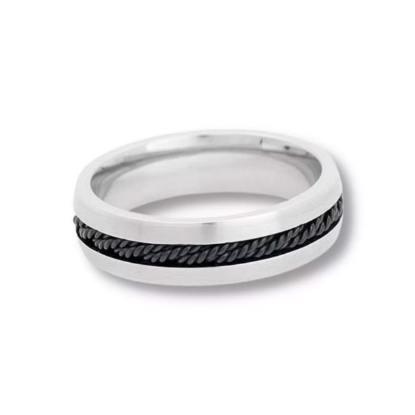 COSMO, Stål ring med en sort kæde i midten, by Billgren - Small, 19 mm