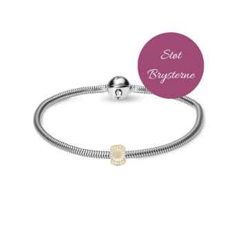 Støt Brysterne campaign 4 mm silver bracelet from Christina Jewelry, with gold plated silver daisy charm 