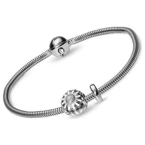 Silver snake bracelet offer with silver charm from Christina Collect, 21 cm