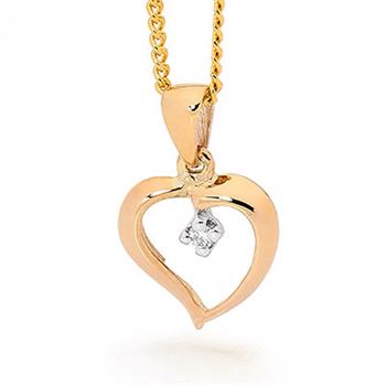 9 ct gold heart with 1 x 0.02 ct diamond