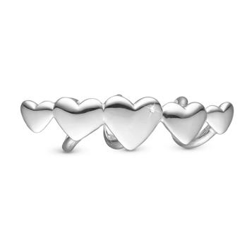 Christina Collect 925 Sterling Silver Hearts for Ever row of 5 hearts with white topaz, model 630-S104