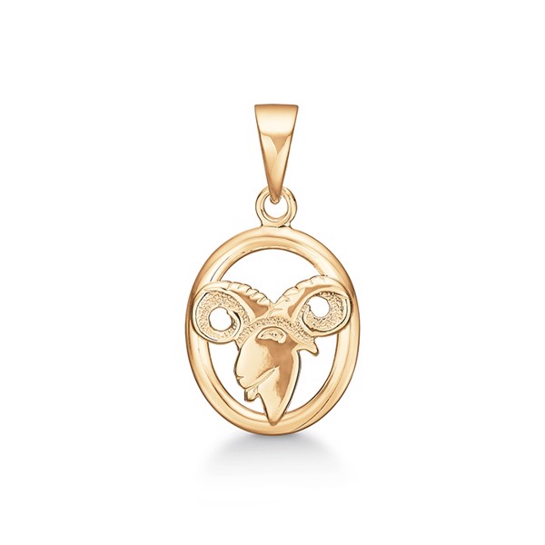 Støvring Design 14 ct gold pendant, Aries zodiac sign with shiny surface, model 74201