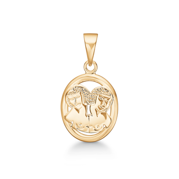 Støvring Design 14 ct gold pendant, Gemini zodiac sign with shiny surface, model 74203
