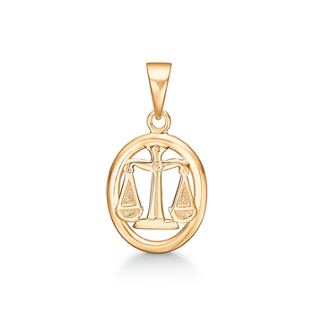 Støvring Design 14 ct gold pendant, Libra zodiac with shiny surface, model 74207