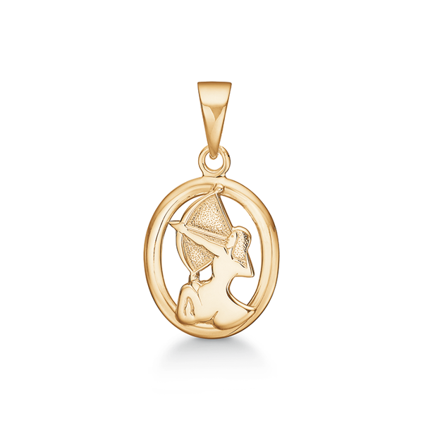 Støvring Design 8 kt gold pendant, Sagittarius zodiac sign with shiny surface, model 64209